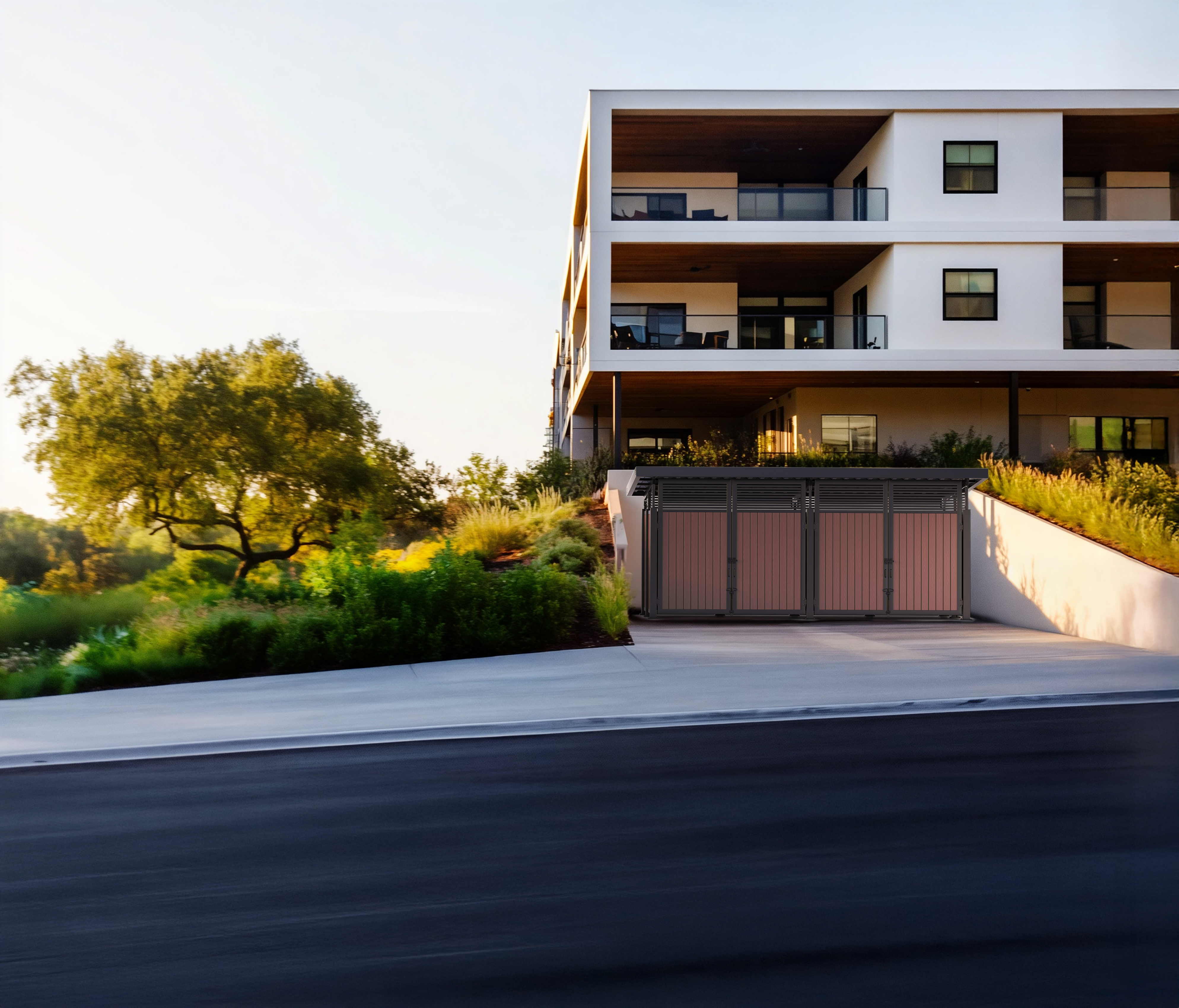 Covrit-roofed-dumpster-enclosures-apartment-complex