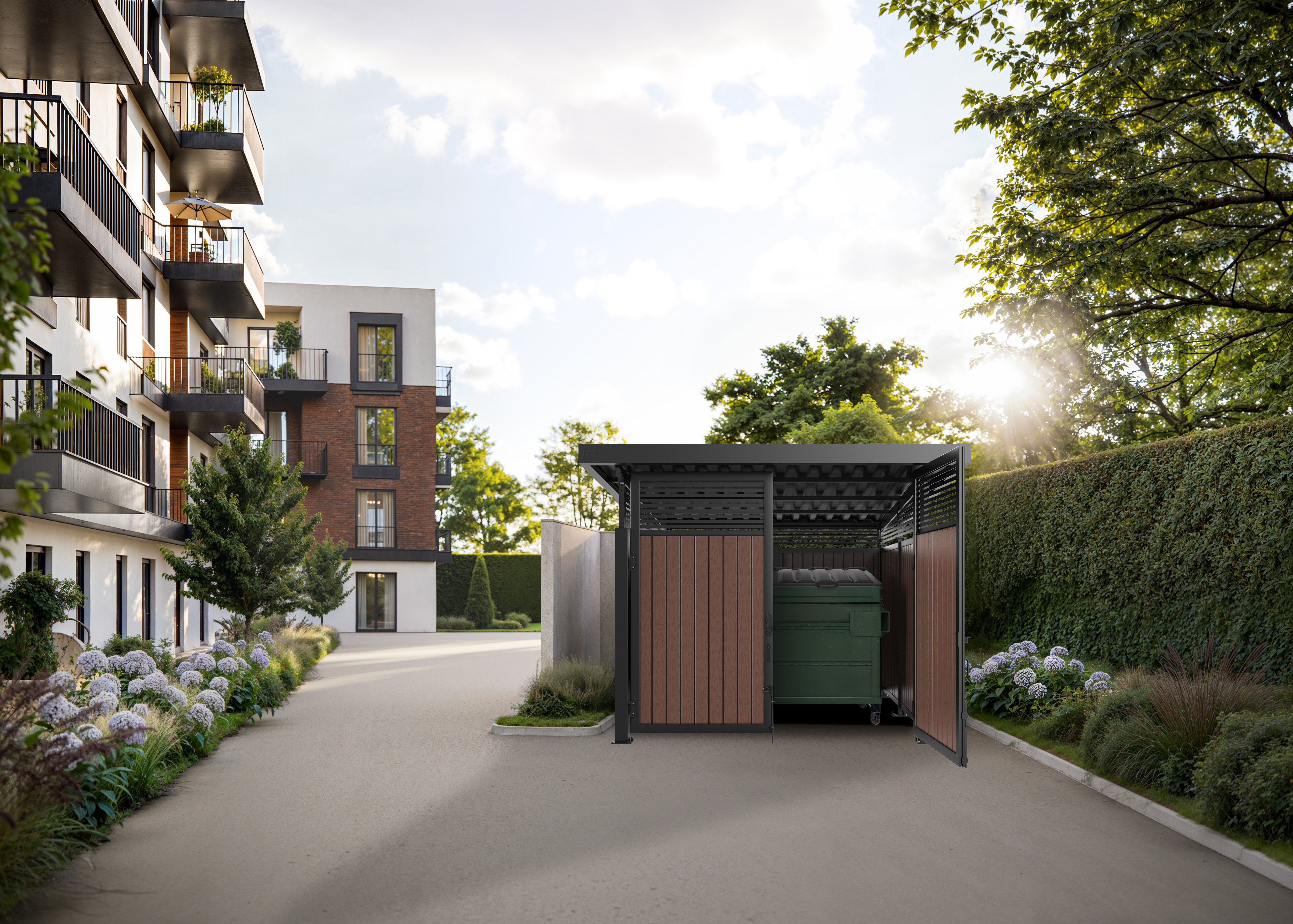 Covrit-1111RT-Single-Roofed-Enclosure-with-transom-vertical-plankwall-apartment-complex